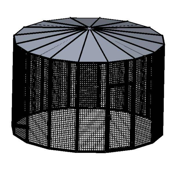 12 ft Diameter 96" Tall Suncatcher for Cats and Small Animals Drawing Isometric View