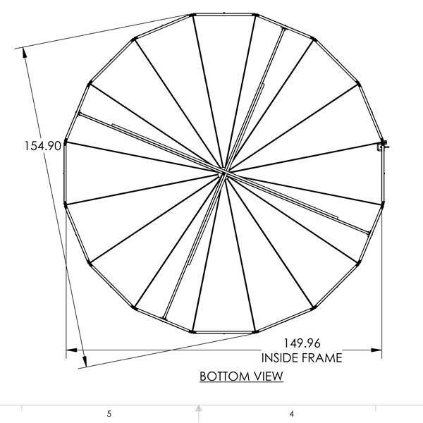 12 ft Diameter 96" Tall Suncatcher for Cats and Small Animals Dimensional Drawing Bottom View