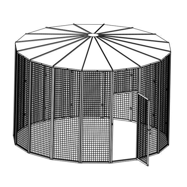 12 ft Diameter 96" Tall Suncatcher for Cats and Small Animals Drawing Isometric View Door Open