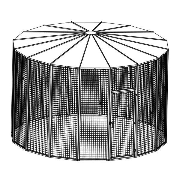 12 ft Diameter 96" Tall Suncatcher for Cats and Small Animals Drawing Isometric View Door Closed