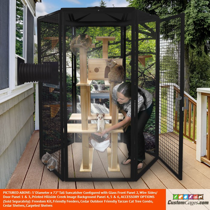 5 ft Diameter Suncatcher for Cats and Small Animals with Optional Freedom Kit and Cat Trees