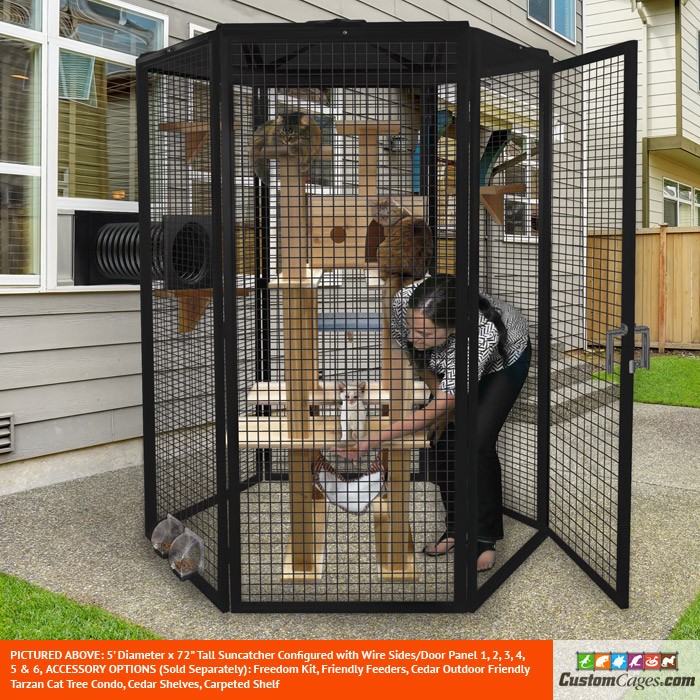 5 ft Diameter Suncatcher for Cats and Small Animals with Optional Freedom Kit and Cat Shelves