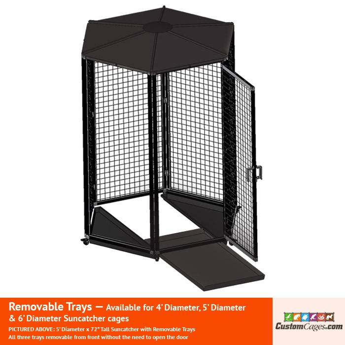 5 ft Diameter Suncatcher Cat and Small Animal Cage with Optional Removable Trays