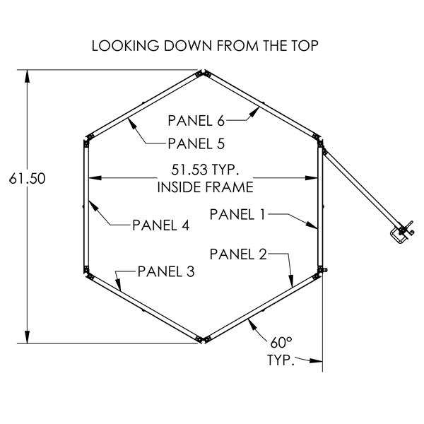 5 ft Diameter Suncatcher for Cats and Small Animals Dimensional Drawing With Panel Quantity