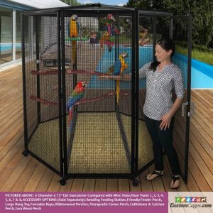 6ft Diameter 72" Tall Suncatcher Aviary for Birds with Optional Perches and Pull Out Trays