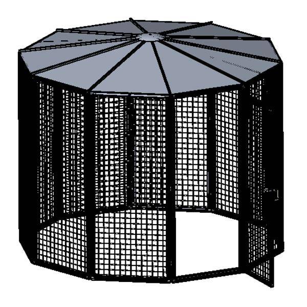 8 ft Diameter 72" Tall Suncatcher for Cats and Small Animals Drawing with Door Open