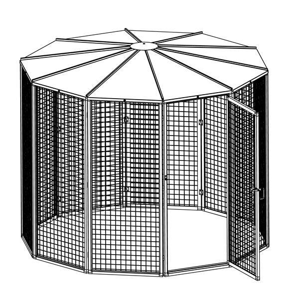 8 ft Diameter 72" Tall Suncatcher for Cats and Small Animals Drawing with Door Open