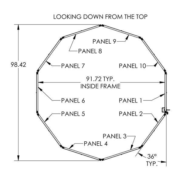 8 ft Diameter 96" Tall Suncatcher for Cats and Small Animals Drawing Top View