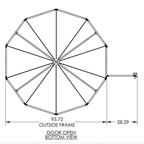 8 ft Diameter 96" Tall Suncatcher for Cats and Small Animals Drawing Bottom View - Custom Cages