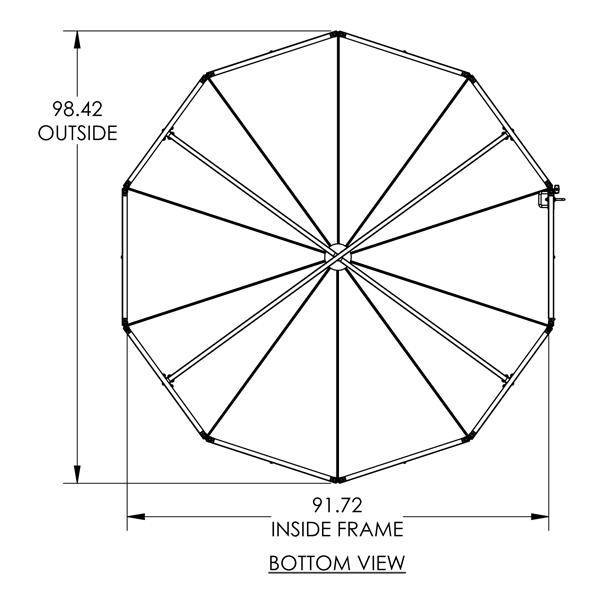 8 ft Diameter 96" Tall Suncatcher for Cats and Small Animals Drawing Bottom View - Custom Cages